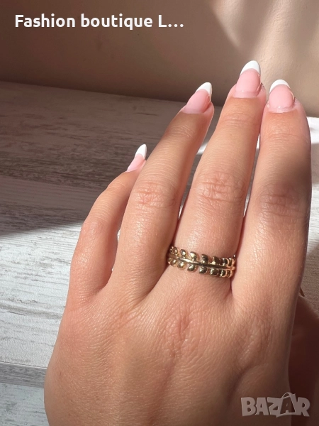 Златист пръстен с формата на лавров венец ❤️, снимка 1