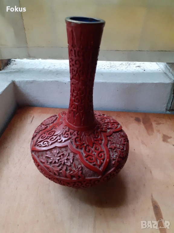 Cinnabar Laquer - уникална стара китайска ваза, снимка 1
