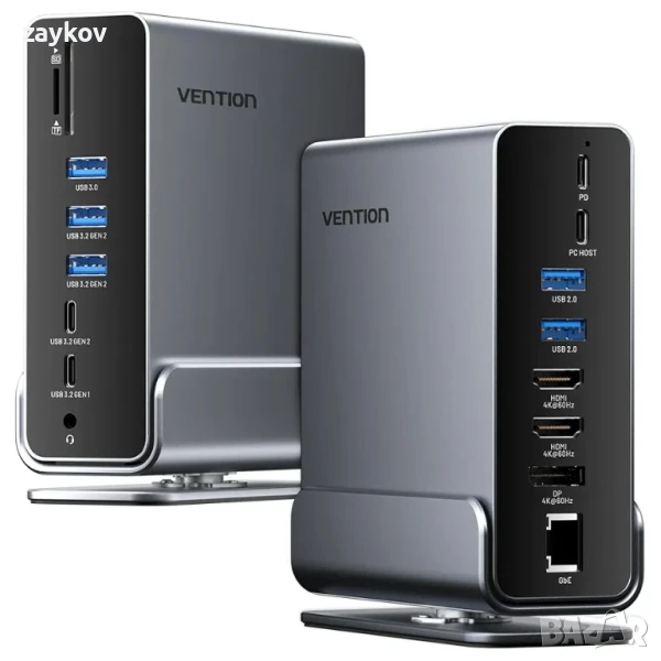 Докинг станция за лаптоп VENTION за 3 монитора, 15-в-1 USB C докинг станция, снимка 1