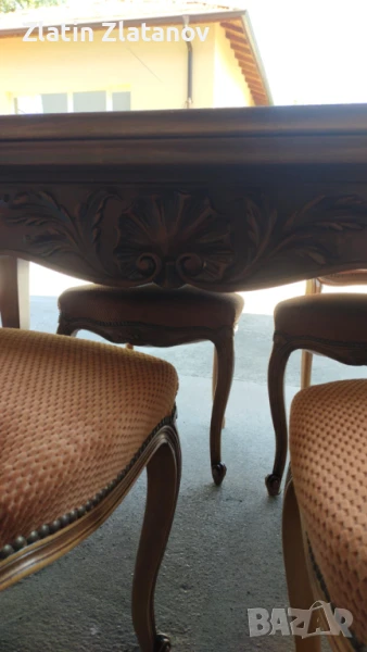 Запазена е!!!Маса с 6 стола стил Луи XV!, снимка 1