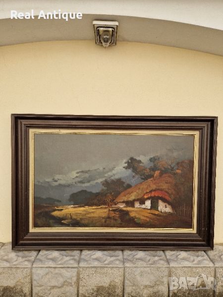 Голяма стара холандска антикварна авторска майсторска картина масло върху платно , снимка 1