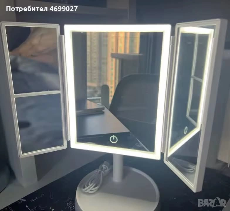 Преносимо LED огледало с осветление за тоалетка, за грим с висока разделителна способност, снимка 1
