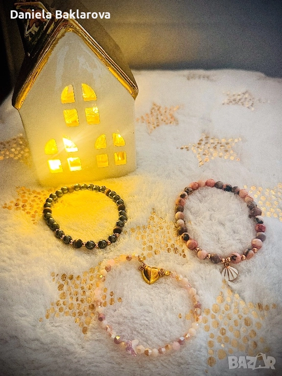 Колиета и гривни от естествени камъни, кристали, перли и стомана, снимка 1