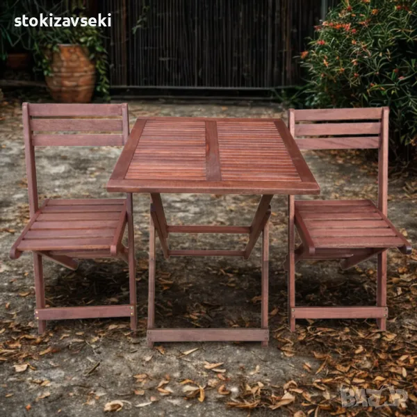 Градински комплект Kreta Muhler Meranti - 3 части, дърво, снимка 1