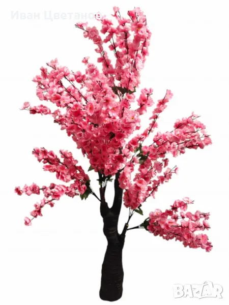 Изкуствено декоративно дърво, Цъфтяща сакура, 1.7 м, снимка 1