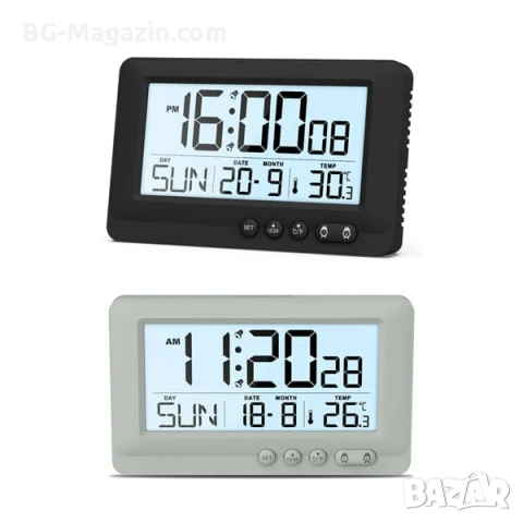 Светещ настолен електронен часовник с температура аларма календар големи цифри на батерии LED, снимка 3 - Други - 51039891