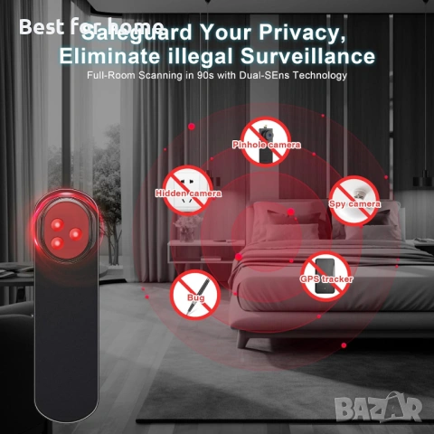 Антишпионски детектор за скрита камера с 99% точност, намира GPS тракери и устройства за подслушване, снимка 2 - Друга електроника - 53948244