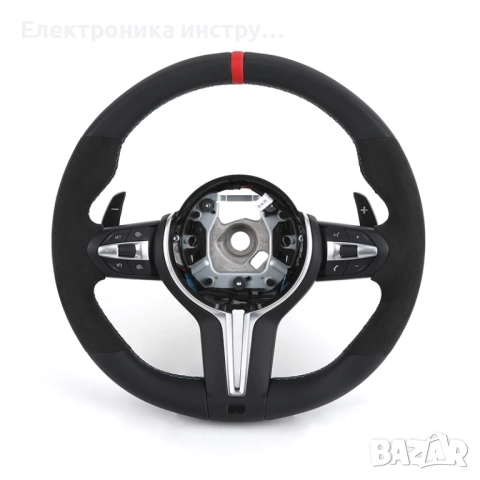 ME04 BMW M Sport Alcantara волан с пера и червена маркировка – F-серия (1, 2, 3, 4, 5, X1, X3, X4)  