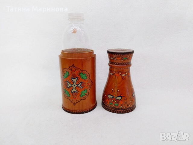 Стара българска дървена бутилка кутия, снимка 2 - Антикварни и старинни предмети - 44975529
