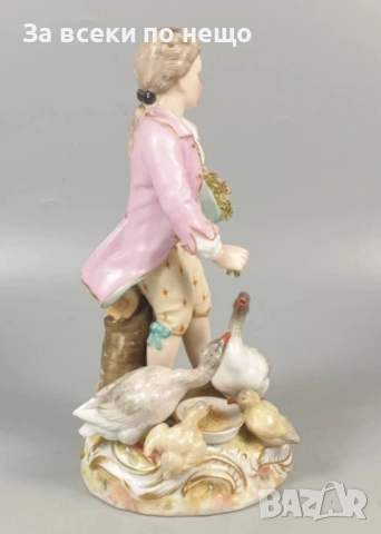 Volkstedt  Germany  Circa 1894  – Triebner Ens & Eckert “Boy with Geese” “Код P1734, снимка 6 - Декорация за дома - 52978476