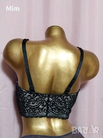 Prima Donna 75 F Черен дантелен сутиен с бежава подплата , снимка 5 - Бельо - 52668358