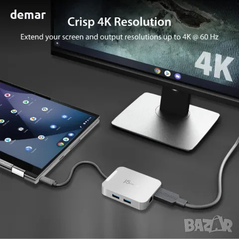 j5create USB C хъб за MacBook, ChromeBook, XPS, Surface Pro (JCD391), снимка 4 - Друга електроника - 48210399