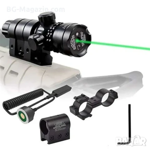 Акумулаторен зелен лазерен прицел мерник за лов въздушна пушка еърсофт лазер оръжие зелена точка, снимка 4 - Оборудване и аксесоари за оръжия - 51051945
