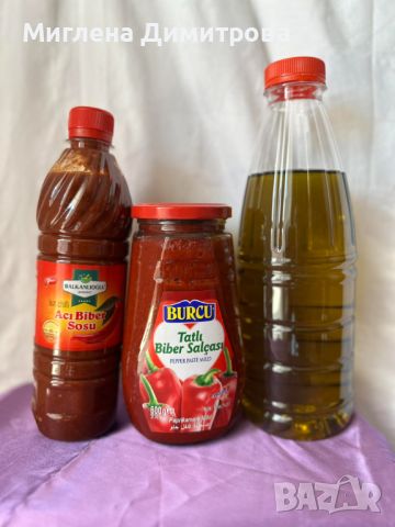 Промо комплект 700 -  чили доматен сос 500 гр. 1 л. екстра върджин зехтин ,пюре от червени чушки, снимка 1 - Други - 46361337