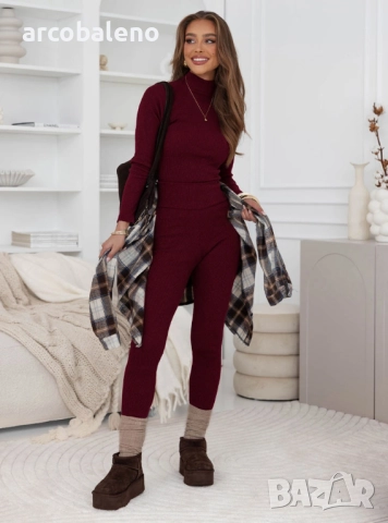 Дамски комплект от оребрена блуза с поло яка и клин от Milly, 4цвята , снимка 15 - Комплекти - 52109927