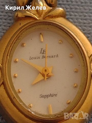 Оригинален дамски часовник Louis Bernard 22 karate gold plated sapphire cristal SWISS 46121, снимка 7 - Дамски - 46080693