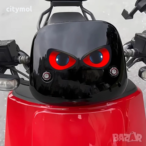 Стикер ДЯВОЛСКИ ЧУДОВИЩНИ ОЧИ, водоустойчив, за стена, кола, мотор, каска и др., снимка 2 - Аксесоари и консумативи - 53519239