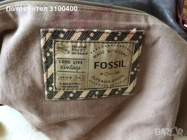 Дамска чанта FOSSIL естествена кожа, снимка 3 - Чанти - 46756153