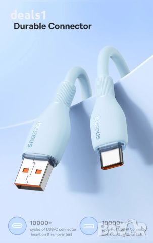 Baseus Fast USB-A към Type-C Кабел за бързо зареждане и данни за Xiaomi Samsung Huawei 1.2М, снимка 5 - Резервни части за телефони - 46672876