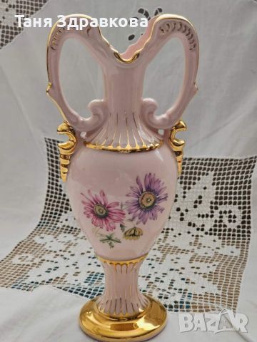 Чехия ,розов порцелан,рядка ваза., снимка 5 - Антикварни и старинни предмети - 45311854