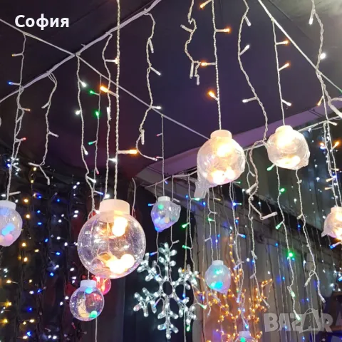 Празнични LED светлини топка с  10 топки в бяла студена и бяла топла светлина, снимка 1 - Декорация за дома - 48100502