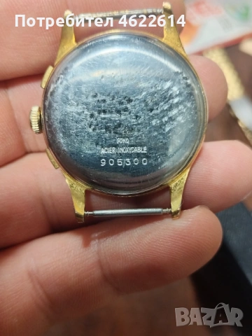 ПОЗЛАТЕН ШВЕЙЦАРСКИ ЧАСОВНИК ХРОНОГРАФ - B. W. C. 17 КАМЪКА , снимка 6 - Мъжки - 53657422