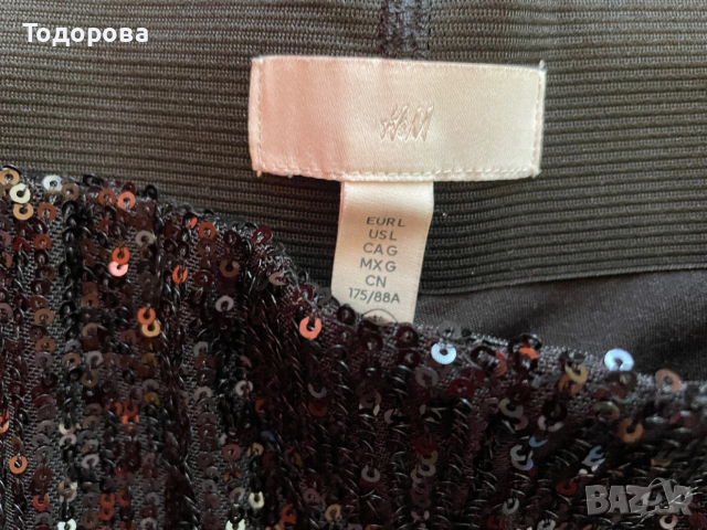 Черен панталон H&M пайети, снимка 3 - Панталони - 54092578