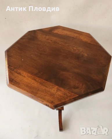 Старинна помощна масичка с осмоъгълен плот, снимка 5 - Маси - 53720444