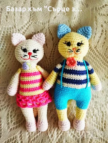 Плетени играчки - зайци и котки, снимка 2 - Плюшени играчки - 49876682