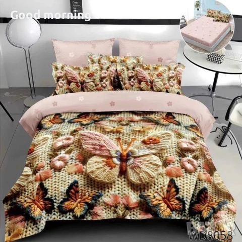 Флорален комплект с ластик, 100% памук 1 бр. х плик за завивка 200 x 230 cm 1 бр. х долен чаршаф , снимка 6 - Спално бельо - 54090324