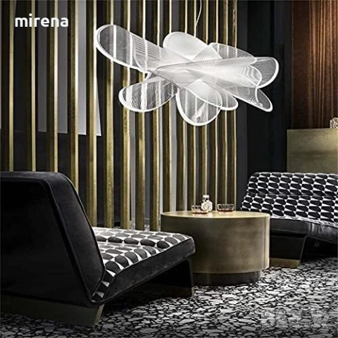 Висяща лампа за таван скандинавски ЛЕД LED полилей дизайн с бяла мрежа, снимка 3 - Лампи за таван - 53298535