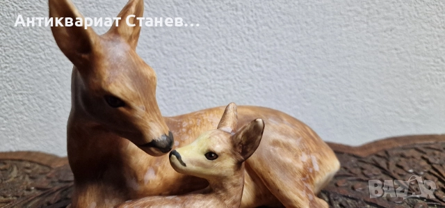 🦌 Порцеланова фигура „Сърна с малко“ – Goebel, W. Germany , снимка 9 - Колекции - 52869431