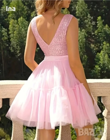 Розова рокля вечерна, снимка 2 - Рокли - 51762891