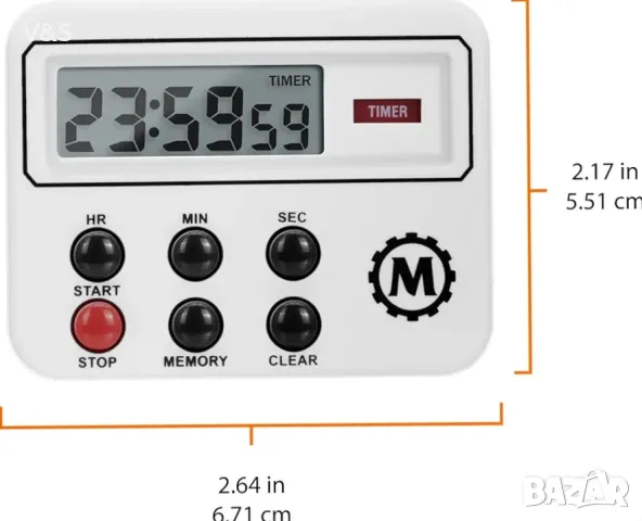 Маратон Цифров  часовник Таймер | Цифров таймер с формати 12/24 часа | Обратно броене , снимка 3 - Други спортове - 47230694