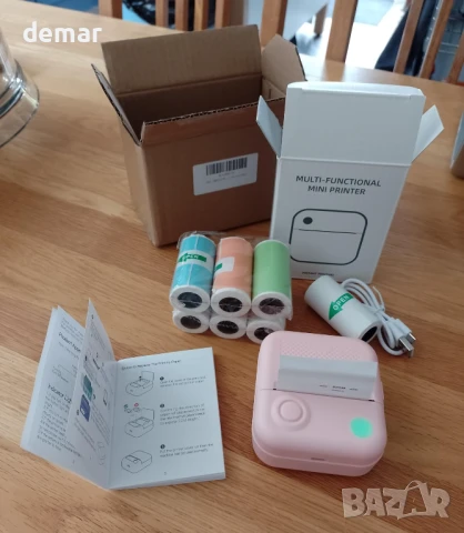 DOLEWA LX-D3 Мини преносим термопринтер с 8 ролки стикери, съвместим с iOS и Android, розов, снимка 10 - Принтери, копири, скенери - 50965425