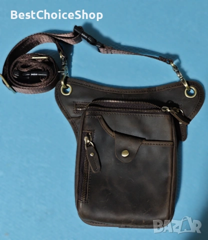 Мото чанта AMRINUGL от естествена кожа, кафява, снимка 4 - Чанти - 53078514