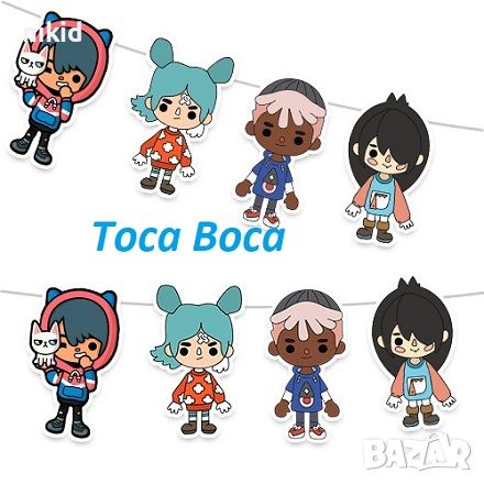 Тока Бока TOCA BOCA Toca Life World картонен Парти Гирлянд Знаменца Флаг Банер, снимка 1 - Други - 46570029