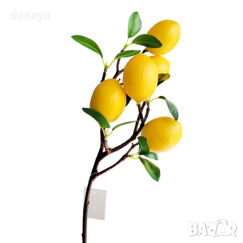 6069 Изкуствени лимони на клонка, 63 см, снимка 3 - Изкуствени цветя - 51709179