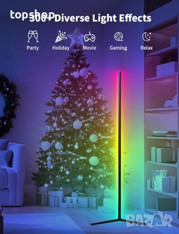 Чисто нова запечатана LED RGB ъглова подова лампа, 159 см RGB-IC интелигентна LED светлинна лента..., снимка 4 - Настолни лампи - 52851025