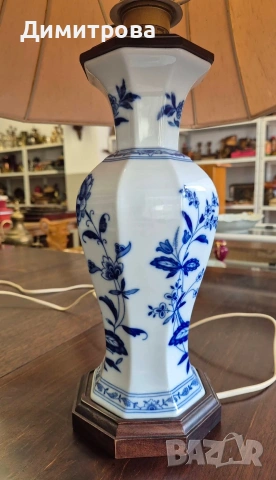 Винтидж нощна лампа, син лук, снимка 3 - Настолни лампи - 53955366