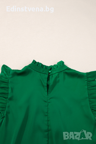 Дамски елегантен топ в зелен цвят с къдрички, снимка 9 - Други - 44989607