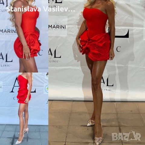 Червена бандажна рокля S размер, снимка 7 - Рокли - 53770554