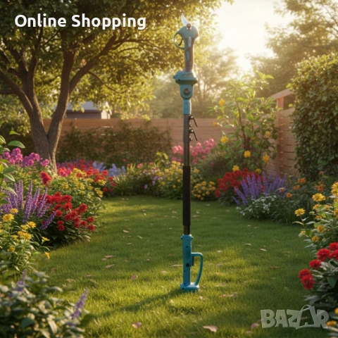 Комплект 3 в 1 от акумулаторна лозарска ножица, акумулаторен мини верижен трион и телескопичен прът, снимка 5 - Моторни триони/резачки - 53336156