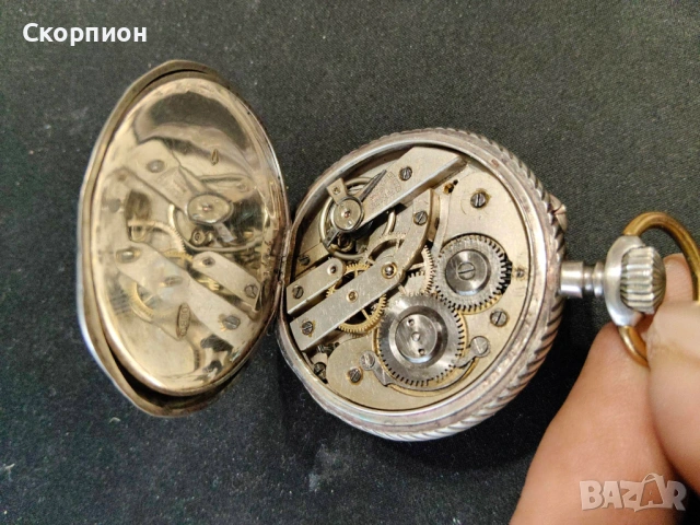 Швейцарски СРЕБЪРЕН джобен часовник 1900г. - 10 РУБИНА - ПРОМОЦИЯ, снимка 17 - Джобни - 51648205