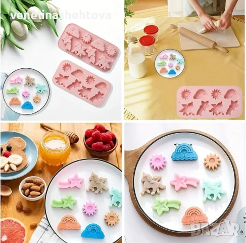 3D Дълбок силиконов молд еднорог дъга слънце фондан шоколад гипс сапун лед, снимка 3 - Форми - 53066167