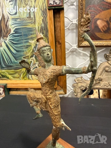 Бронзова тайландска фигура на принц Рама. №7992, снимка 5 - Антикварни и старинни предмети - 53944129