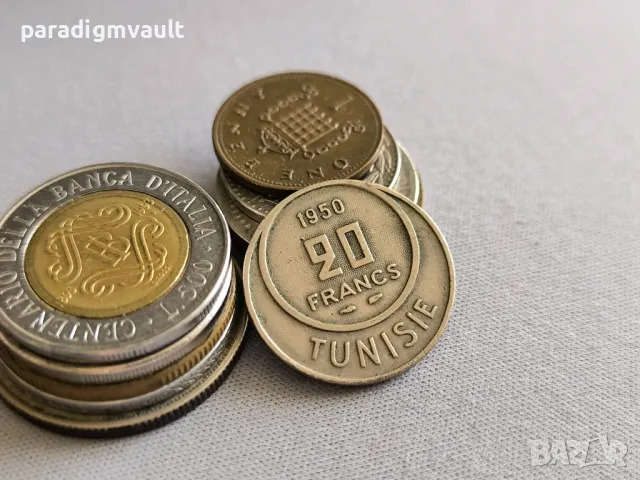 Mонета - Тунис - 20 франка | 1950г.