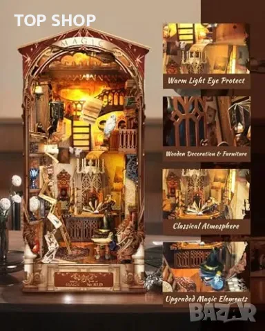 Нов Магически свят - DIY миниатюрна къща с LED светлини и дървен пъзел, снимка 3 - Пана - 49945178