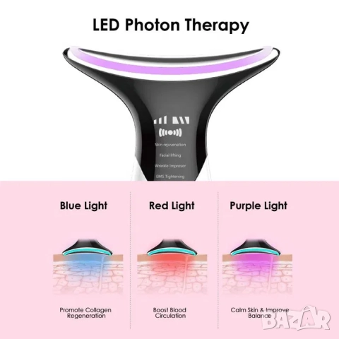 Уред за бръчки, шия, ЕМС масажор, фотонен микроток, уред за красота, снимка 2 - Козметични уреди - 52070563