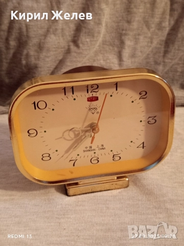 Стар механичен будилник SHANGHAI CHINA рядък за КОЛЕКЦИЯ ДЕКОРАЦИЯ 32114, снимка 4 - Антикварни и старинни предмети - 51859666